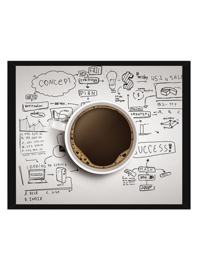 ملصق للحائط بإطار عليه كلمة Coffee متعدد الألوان 55 x 40سم