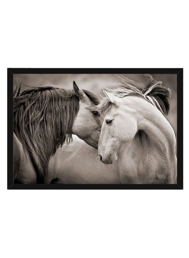Horse Poster With Frame Grey