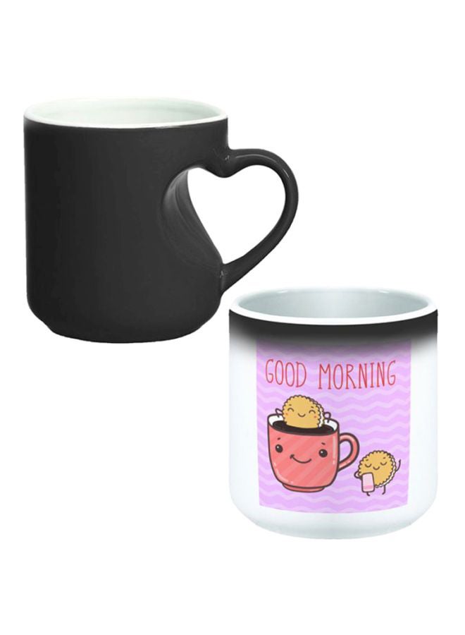 Decalac Good Morning Printed Ceramic Magic Coffee Mug Black