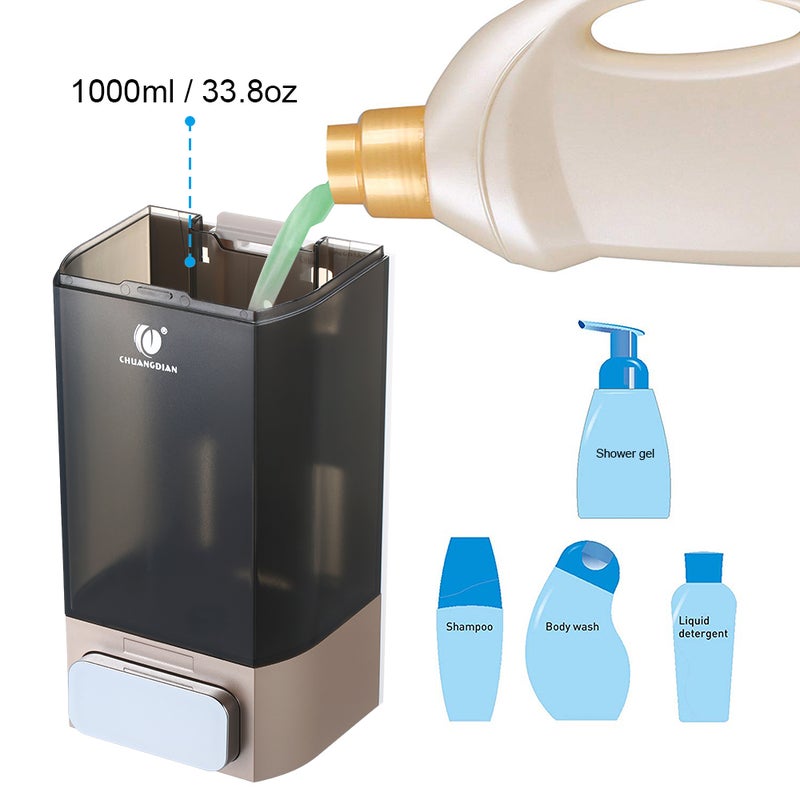 CHUANGDIAN Wall Mounted Manual Soap Dispenser Champagne Gold 1000ml  - Image 4