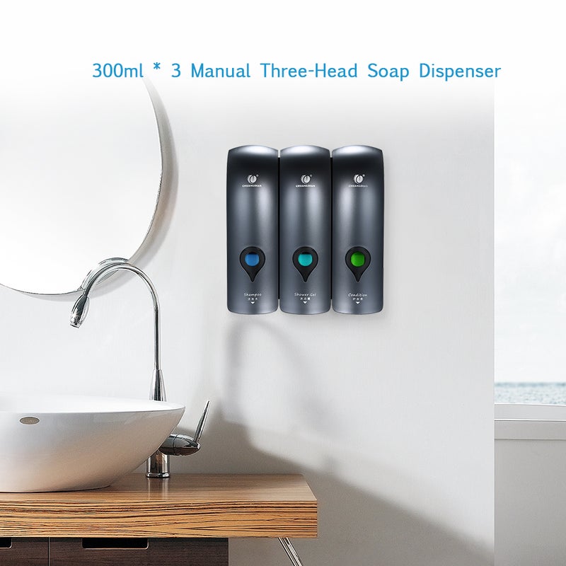 CHUANGDIAN - Wall Mounted Manual Soap Dispenser Grey 300ml - Image 1