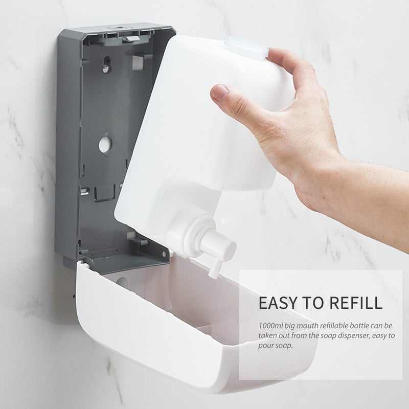 Wall Mounted Manual Foaming Soap Dispenser White/Gray 1000ml