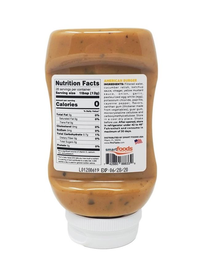 mrs Taste Zero Sodium American Burger Sauce - 11oz 340grams - Image 2