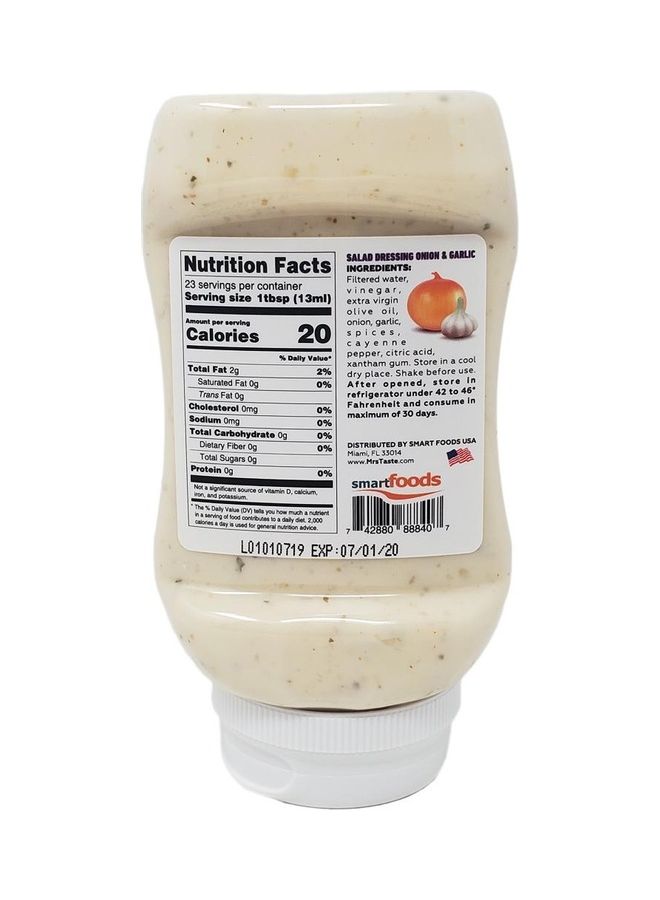 mrs Taste Salad Dressing Onion & Carlic Zero Sodium 300ml - Image 2