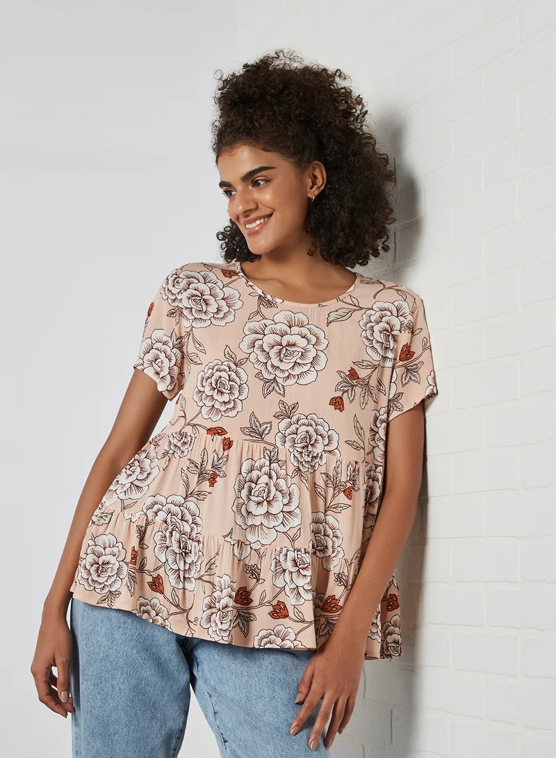 Generic Floral Print Flounce Top