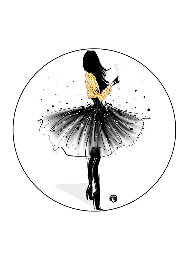 BP The Girl Printed Fridge Magnet Black/White/Beige 5.5 x 5.5cm - Image 1