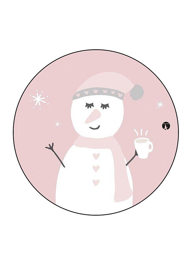 بي بي مغناطيس للثلاجة بطبعة رجل الثلج وردي / أبيض / أسود 5.5 x 5.5سم - Image 1