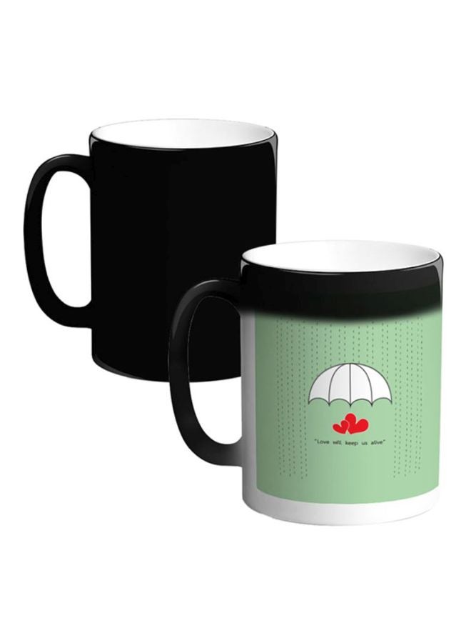 ديكالاك مج قهوة سحري من السيراميك بطبعة أخضر/أبيض/أحمر