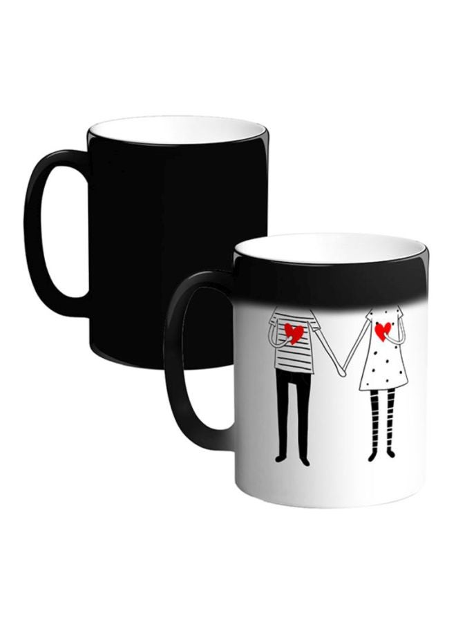 Decalac Couple With Red Heart Printed Ceramic Magic Coffee Mug White/Black