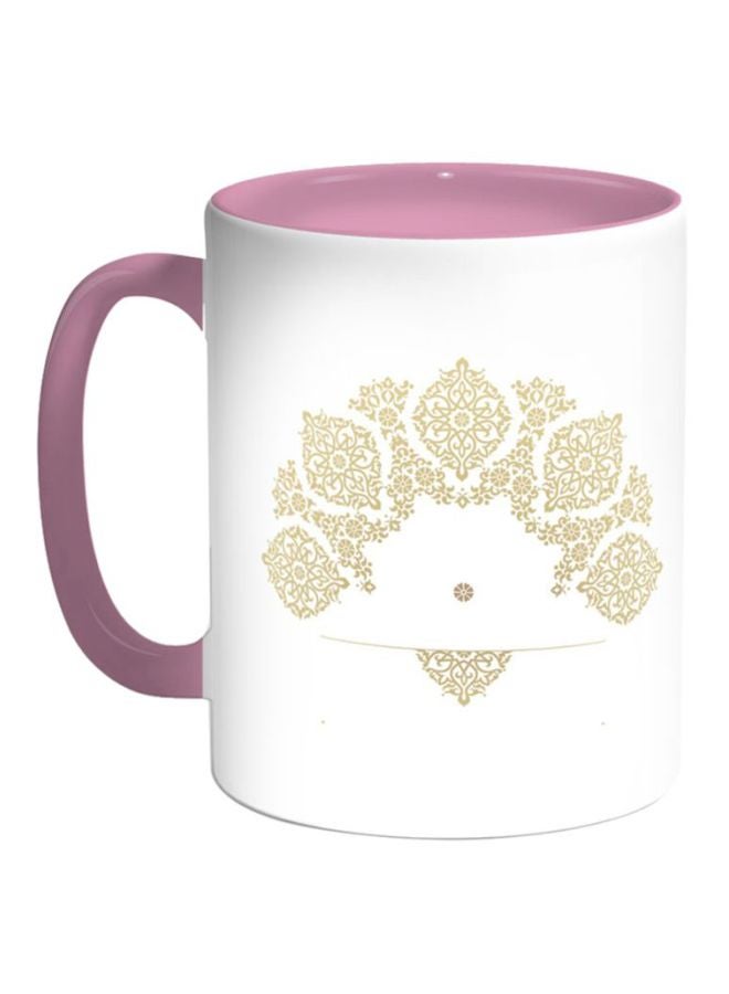 Decalac Printed Ceramic Coffee Mug White/Pink/Beige