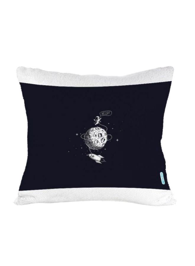 Decalac Astronaut Design Flip Sequin Decorative Pillow White/Black/Gold 45 x 45cm - Image 2