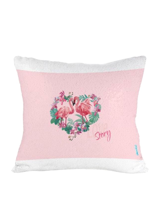 ديكالاك وسادة بتصميم قلب حب وطائر الفلامنجو متعدد الألوان 45 x 45سم - Image 2