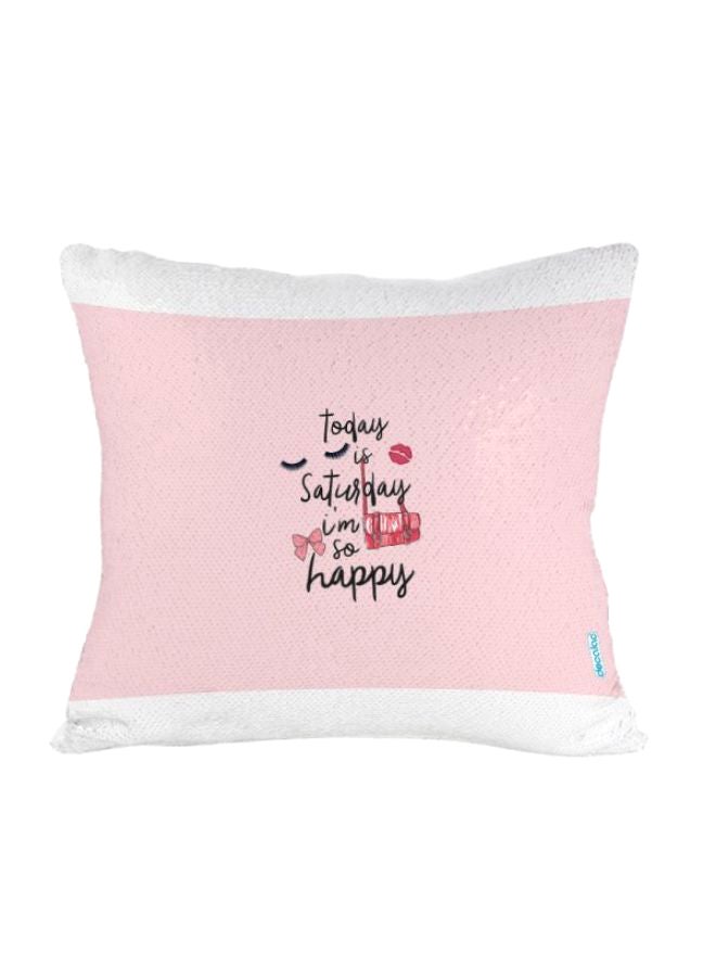 ديكالاك وسادة ديكور مزينة بترتر قلاب وطبعة عبارة إنجليزية عن العطلة متعدد الألوان 45 x 45سم - Image 2