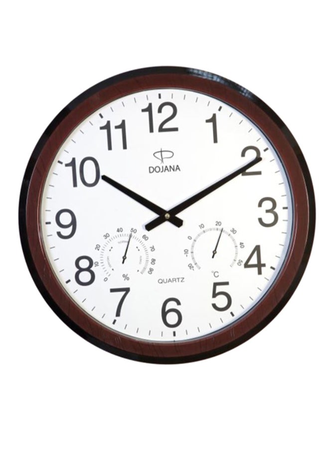 ساعة حائط بعقارب ذات تصميم دائري البني/الأبيض