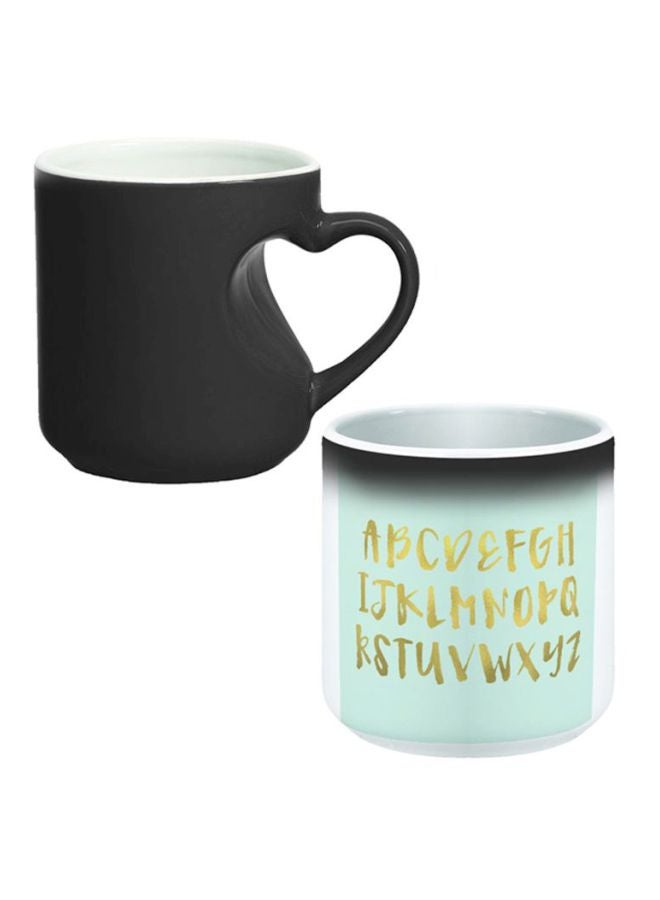 Decalac Alphabet Printed Magic Coffee Mug Blue/Gold/White