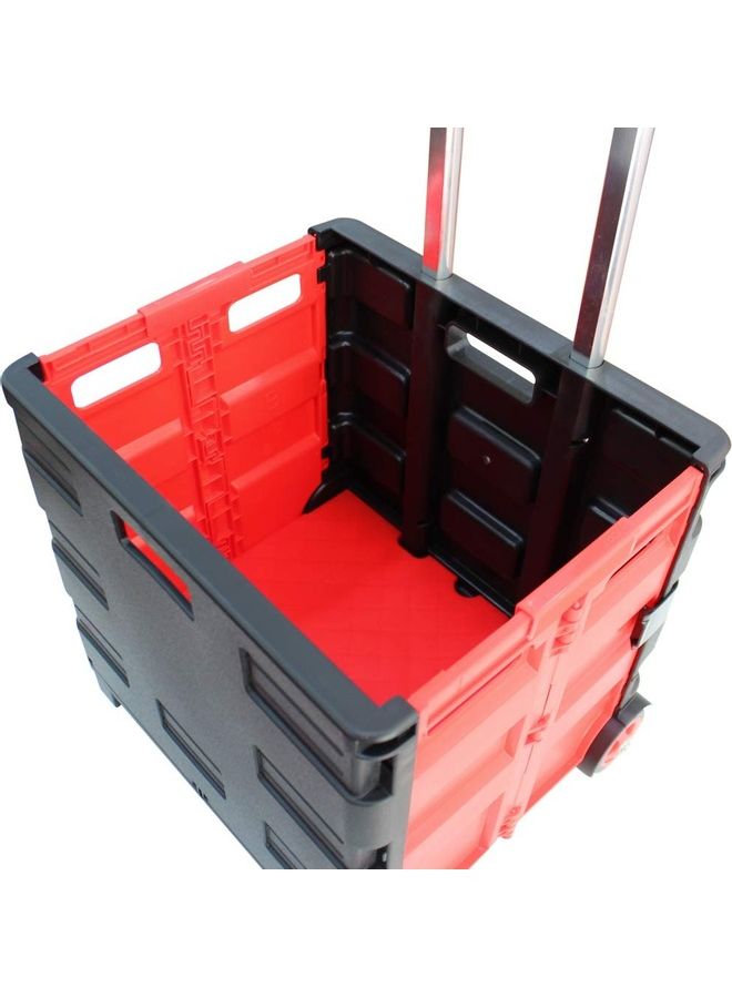 صندوق تخزين-عربة تسوق قابلة للطي سعة 35 كجم (أحمر/أسود) أحمر 43x53x9سم - Image 4