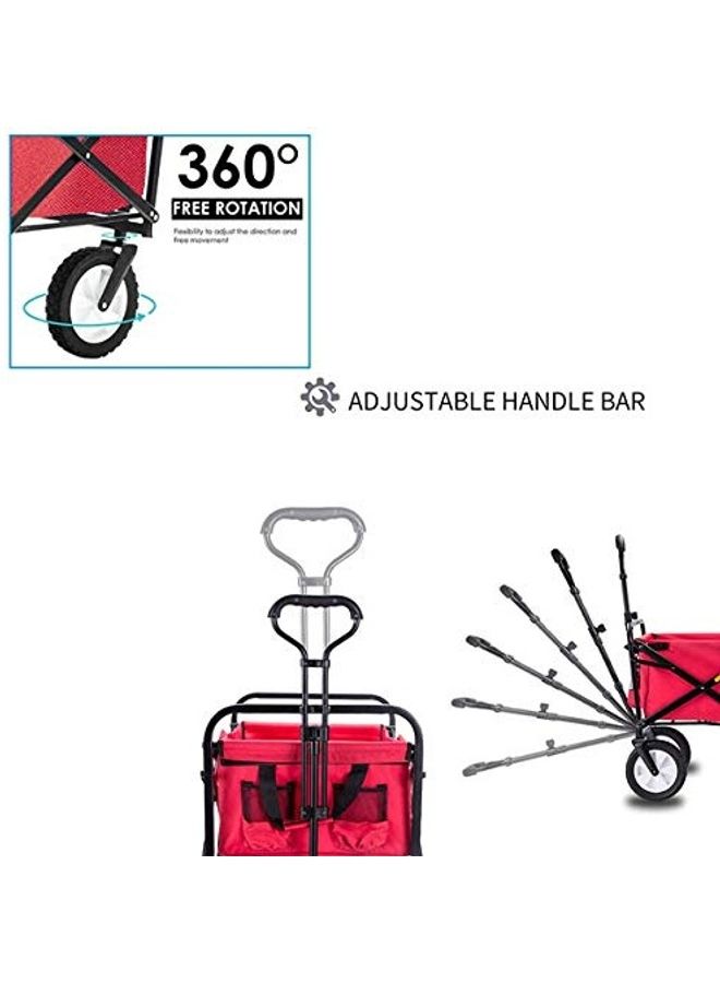 عربة نقل متينة وقابلة للطي للاستخدام في الأماكن الخارجية، بوزن 80 كجم (لون أحمر). أحمر 53x21x78سم - Image 4