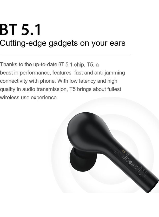 QCY T5 (New) True Wireless Earbuds  Headphones Black  - Image 4