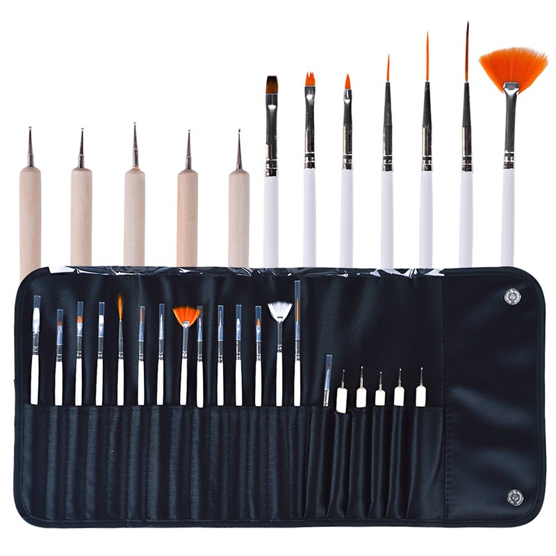 20 Pieces Nail Art Brush Set Black - Image 1