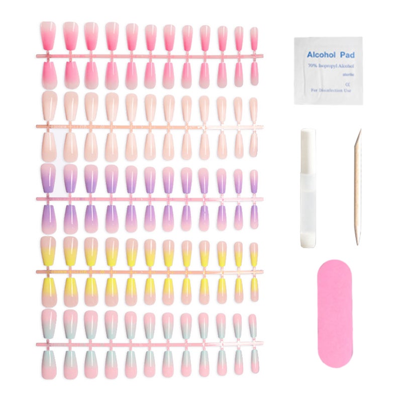 Generic - 120 Piece Colorful Fake Nails Tips Kit Multicolor - Image 1