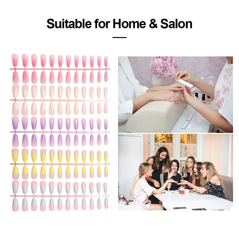 Generic - 120 Piece Colorful Fake Nails Tips Kit Multicolor - Image 1