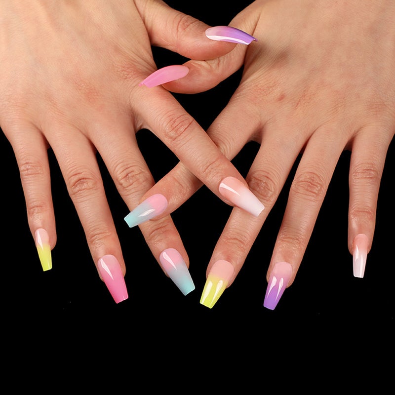 Generic - 120 Piece Colorful Fake Nails Tips Kit Multicolor - Image 1
