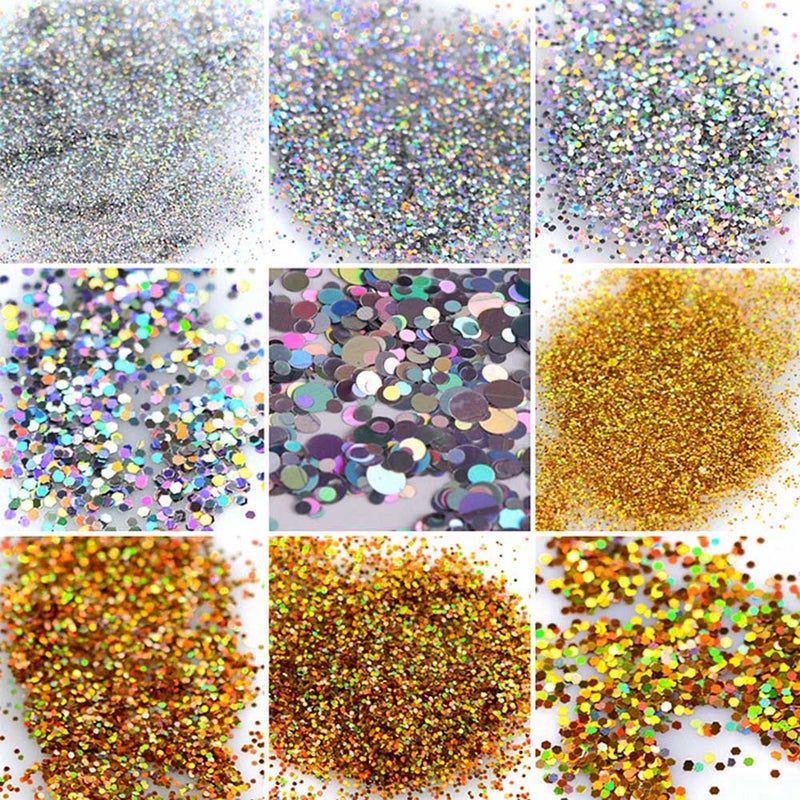 12 Piece Holographic Nail Glitter Sequin Flakes Multicolor - Image 4