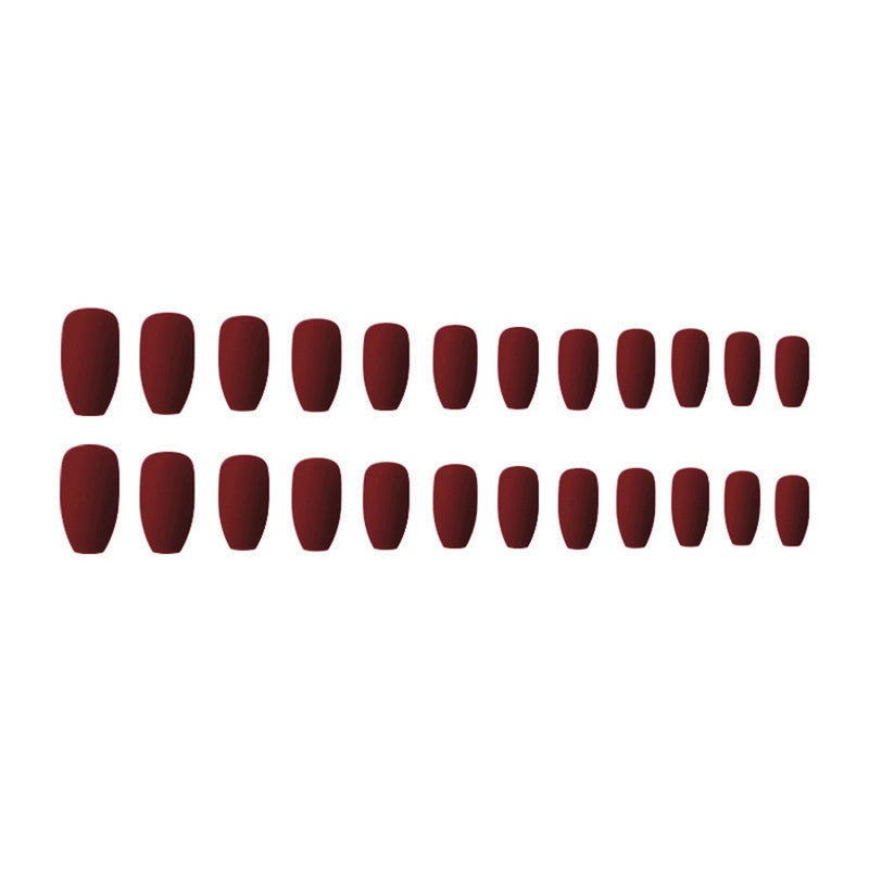 Generic - 24 Piece Ballerina Pure Color Matte Coffin Nails Set Light wine red - Image 1