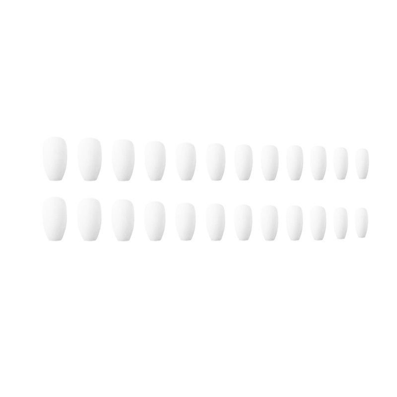 24 Piece Ballerina Pure Color Matte Coffin Nails Set White - Image 1