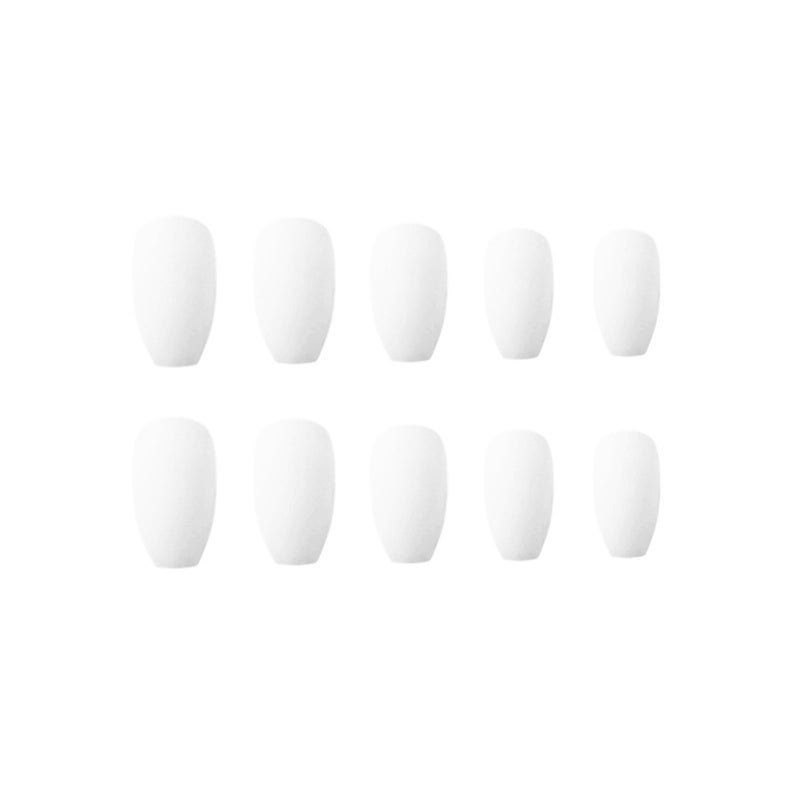 24 Piece Ballerina Pure Color Matte Coffin Nails Set White - Image 4