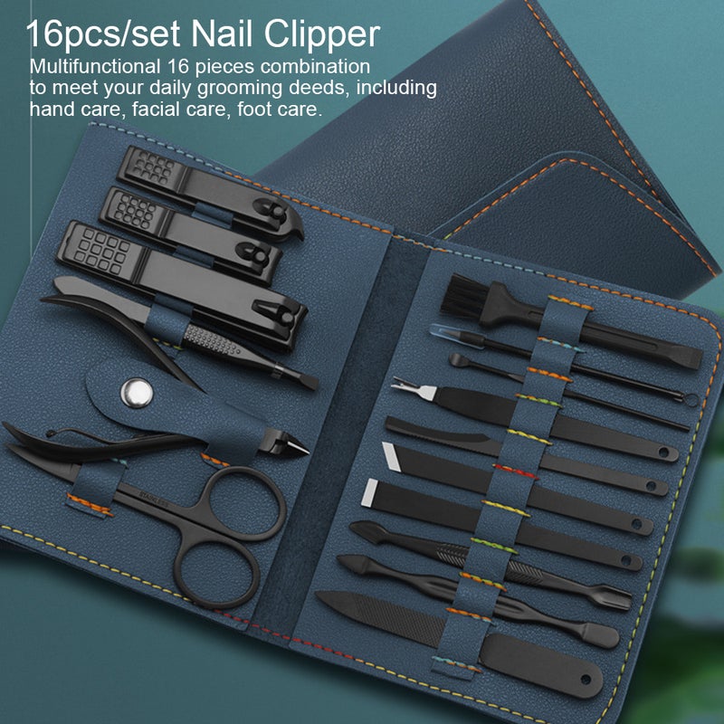 16 Piece Nail Clipper Grooming Kit Blue - Image 5