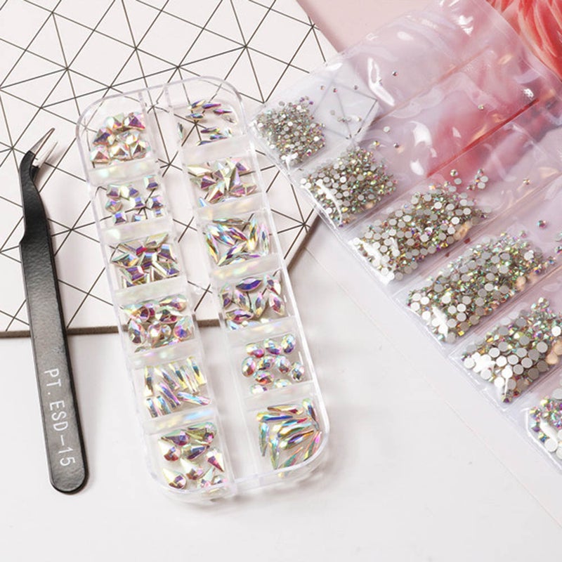 Generic - 1 Set Multi Size Glass Nail Rhinestones Multicolor - Image 1