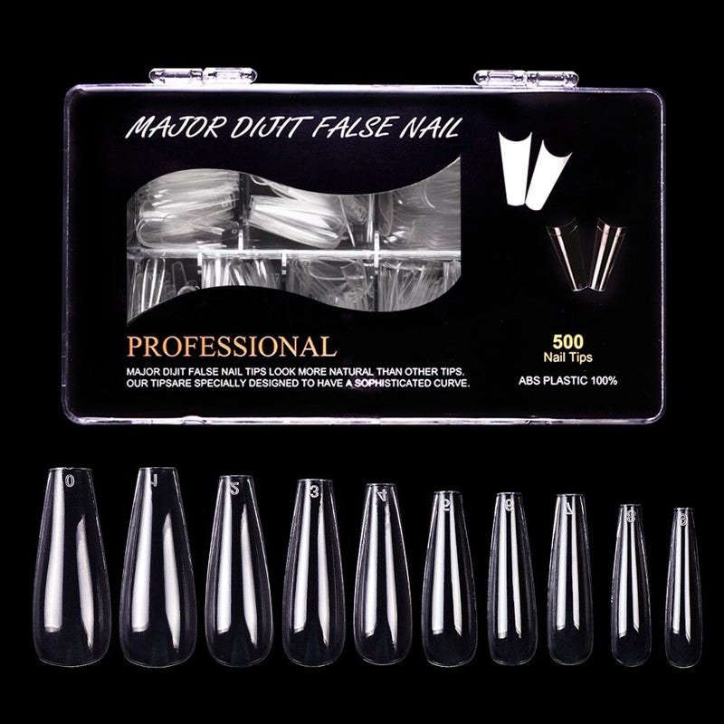 طقم أظافر صناعية مكون من 500 قطعة شفاف - Image 1