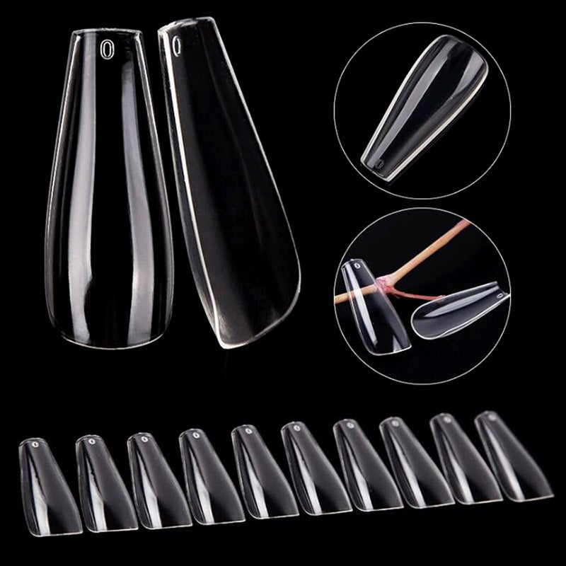 طقم أظافر صناعية مكون من 500 قطعة شفاف - Image 2