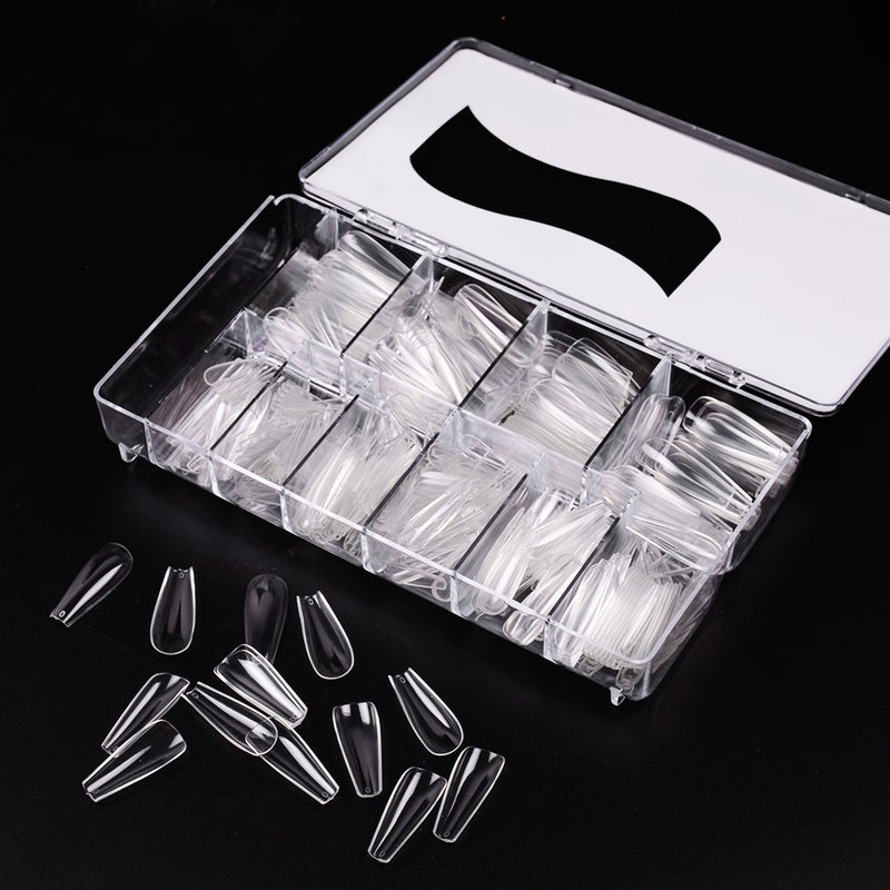 طقم أظافر صناعية مكون من 500 قطعة شفاف - Image 4