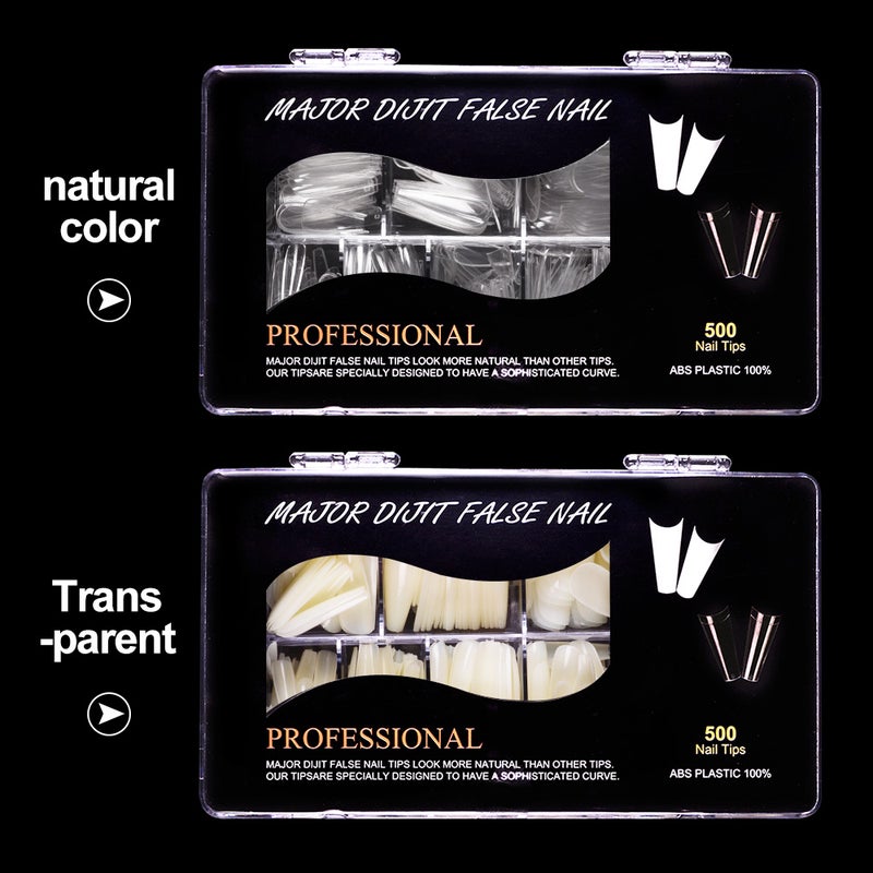 طقم أظافر صناعية مكون من 500 قطعة شفاف - Image 5