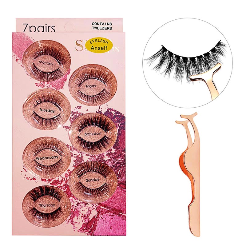 ANSELF 7 Pairs 3D False Lashes Black - Image 1