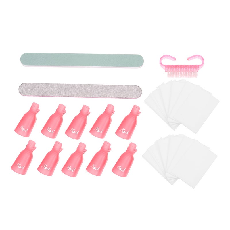 4-In-1 Nail Polish Gel Remover Tools Kit With Nail Brush File Clips Multicolor - Image 1