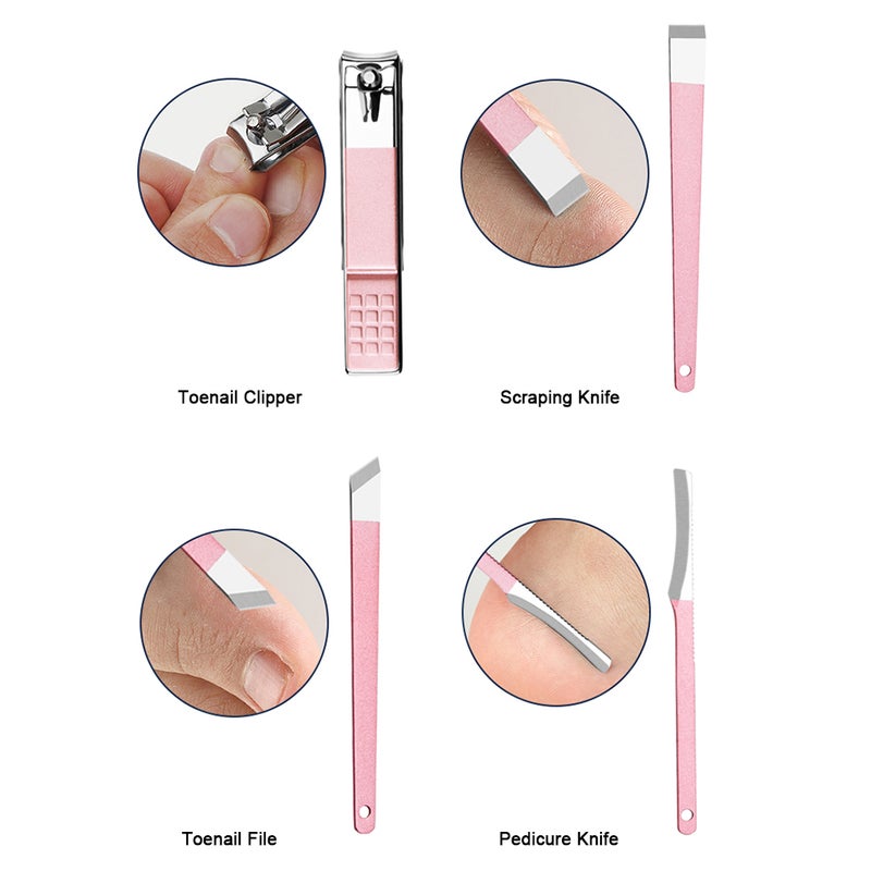 طقم أدوات احترافية للعناية بأظافر اليدين والقدمين مكون من 18 قطعة ذهبي وردي - Image 3