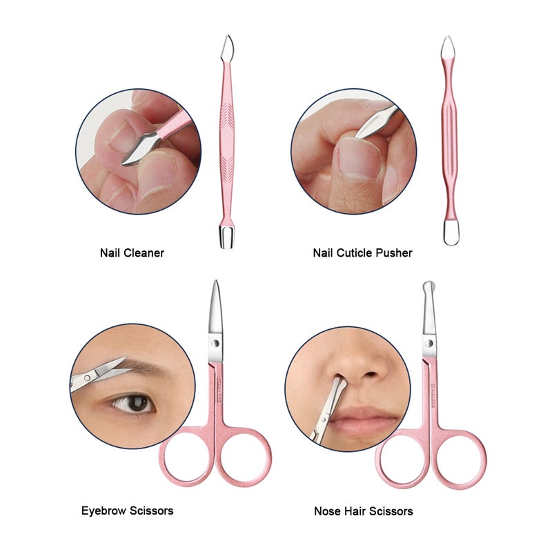 طقم أدوات احترافية للعناية بأظافر اليدين والقدمين مكون من 18 قطعة ذهبي وردي - Image 4