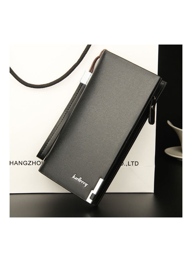 Generic Men's Multifunction Clutch Purse PU Leather Long Triflod Wallet Zipper Multi-card Holder Cash Organizer with Portable Rope Coffee  - Image 2