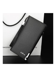 Generic Men's Multifunction Clutch Purse PU Leather Long Triflod Wallet Zipper Multi-card Holder Cash Organizer with Portable Rope Coffee  - Image 5
