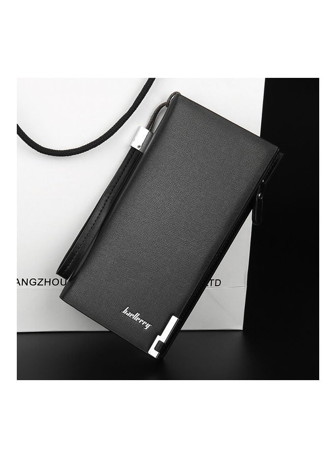 Generic Men's Multifunction Clutch Purse PU Leather Long Triflod Wallet Zipper Multi-card Holder Cash Organizer with Portable Rope Coffee  - Image 5