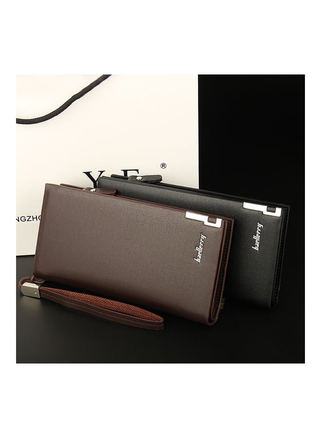 Men's Multifunction Clutch Purse PU Leather Long Triflod Wallet Zipper Multi-card Holder Cash Organizer with Portable Rope Coffee - v1605115863/N42292313A_7