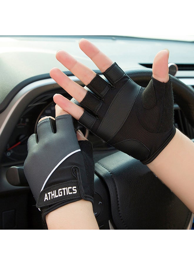 1 Pair Anti-slip Breathable Half Finger Riding Gym Fitness Gloves for Men Women 23x16.5x1.5cm - Image 2