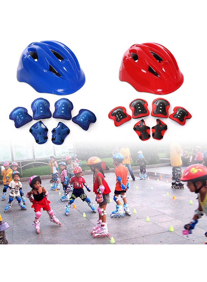Generic - 7Pcs/Set Kids Roller Skating Skateboard Ski Helmet Arm Sleeve Knee Protector Kit 25x20x14cm - Image 1