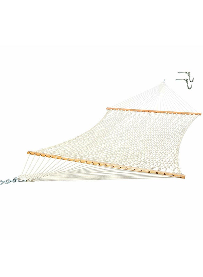 Outdoor Travel Wooden Stick Cotton Rope Hammock Swing Hanging Sleep Bed Netting 33x13.5x10.4cm - Image 1