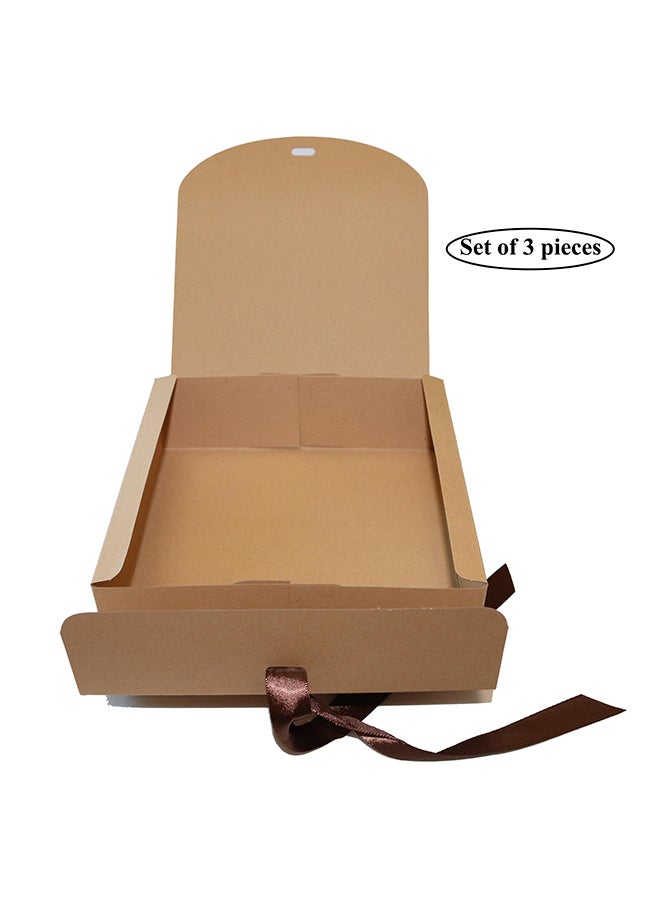 Stile Well A Set Of 3 Luxury DIY Kraft White Paper Candy Favours Square Medium Box With Ribbon - Image 2