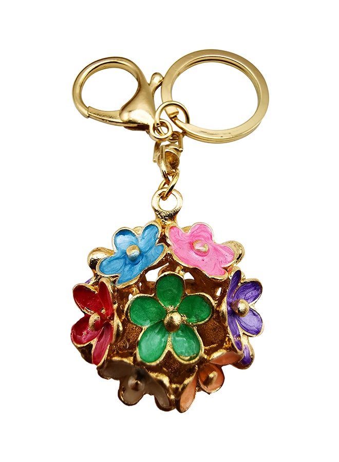 أسمات سلسلة مفاتيح بتصميم ثلاثي الأبعاد على شكل زهرة مرصعة بالأحجار - Image 1