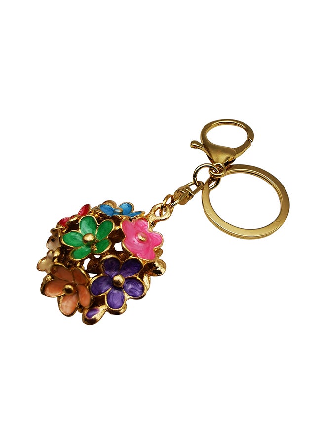 أسمات سلسلة مفاتيح بتصميم ثلاثي الأبعاد على شكل زهرة مرصعة بالأحجار - Image 2